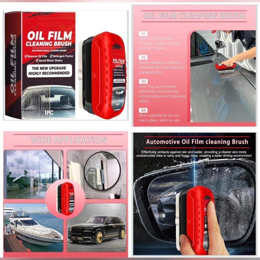 🍎New Automotive Oil Film Cleaning Brush Reusable Glass Surfaces Multifunctional